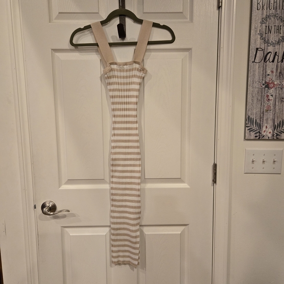Striped Beige Maxi Dress - Picture 6 of 6